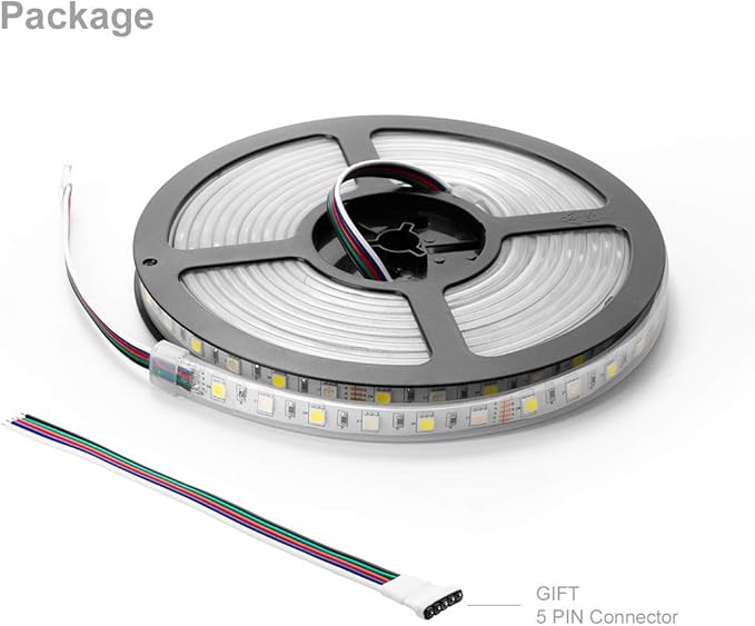 BTF-LIGHTING 5050 RGBW RGB+Cool White(6000K-7000K) 150RGB+150White LED Tape Light 5m 16.4ft 60LED/m Multi-Colored IP67 12mm Width FPCB DC12V for Bedroom Home Decoration(No Adapter or Controller)