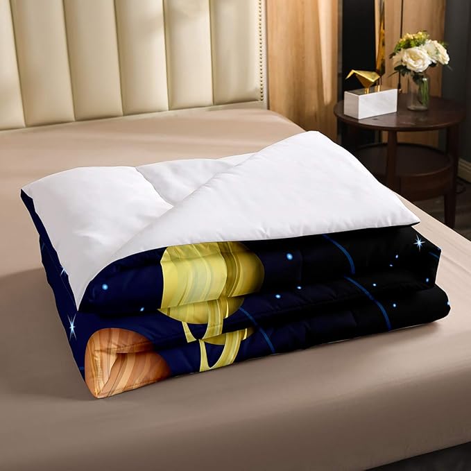 Erosebridal Solar System Comforter Set Twin Outer Space Bedding Set for Kids Boys Teens Universe Planets Down Comforter Galaxy Nebula Starry Sky Cosmos Quilted Duvet, Blue Purple