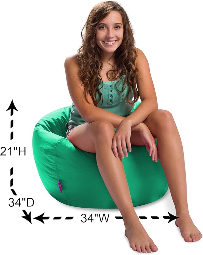 Posh Creations Structured Comfy Bean Bag Chair for Gaming, Reading, and Watching TV, 100in Round Classic Bean Bag, Microsuede - Tide Pool