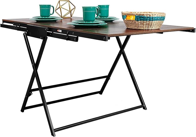 Origami modern 2 in 1 shelf to table Style, Organizer Deco Rack magically turn to a table/desk in a second, fully assembled, patent pending, Black/walnut (STT-WLN)