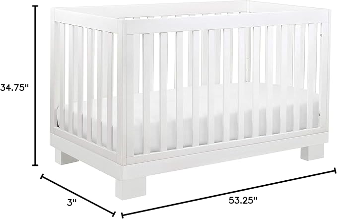 Babyletto Modo 3-in-1 Convertible Crib with Toddler Bed Conversion Kit in White, Greenguard Gold Certified