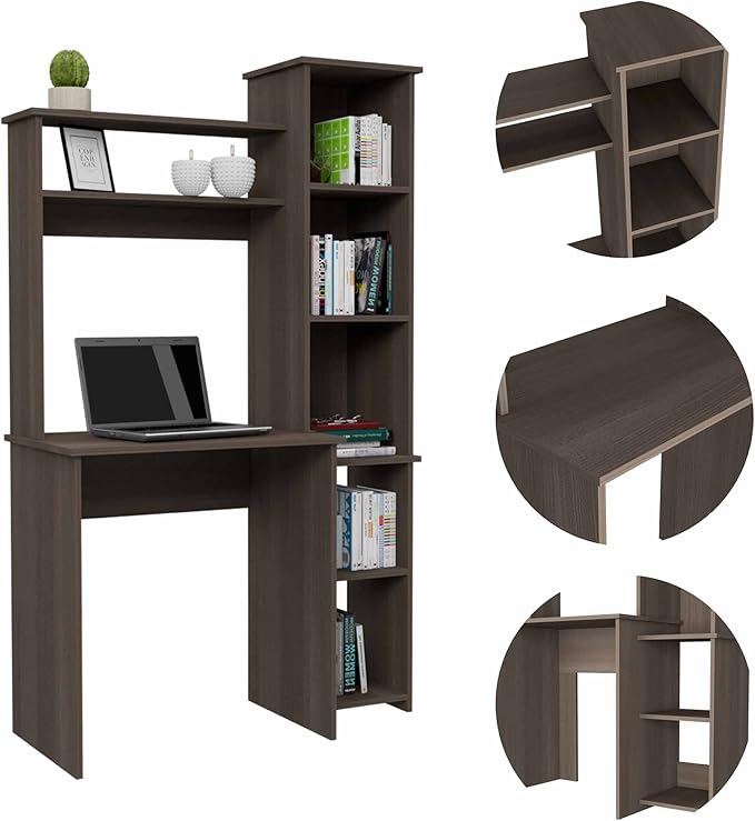 NicBex Laik-DW-00077-DX Desks, 38.7" W x 17.8" D x 63.9" H, Brown