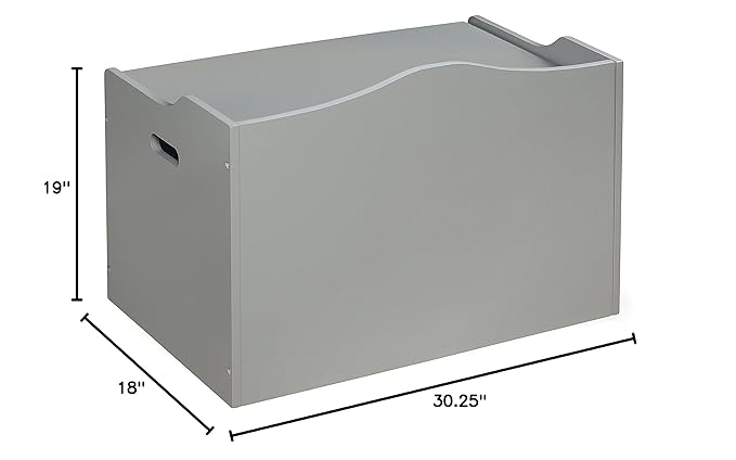 Badger Basket Kid's Wooden Toy Box and Storage Bench Seat with Safety Hinge - Gray