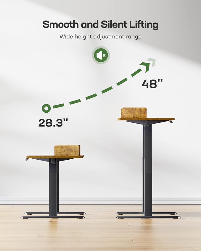 Marsail Electric Standing Desk with Dual Drawers, 48 x 24 Inches Height Adjustable Desk with Storage Shelf, Sit Stand Desk with 4 Memory Preset, 2 Hooks, Stand Up Desk for Home Office, Vintage