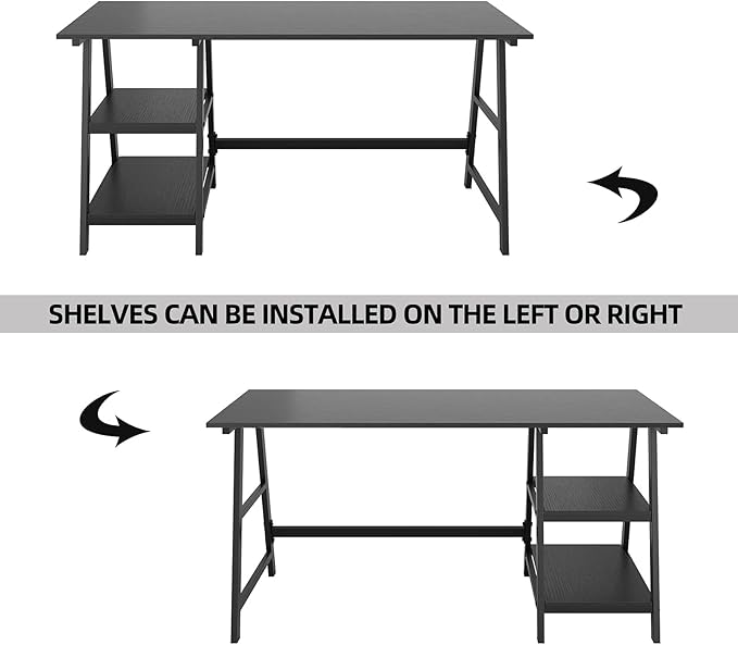 soges Computer Desk 47inches PC Desk Office Desk with Shelf Workstation for Home Office Use Writing Table,Black