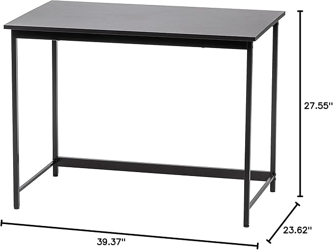 IRIS USA 39 Inch Modern Laptop and Computer Desk Office Table for Home Office, Water and Scratch Resistant Surface Gaming Desk, Easy to Assemble Black Desk