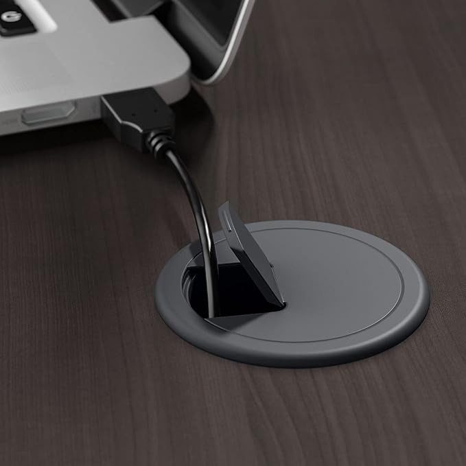 Bush Furniture Cabot Desks for Home Office with Storage and Chrome Hardware | Elegant Computer Table with Drawers, 72W, Heather Gray
