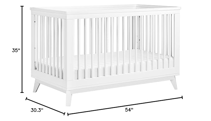 Babyletto Scoot 3-in-1 Convertible Crib with Toddler Bed Conversion Kit in White, Greenguard Gold Certified