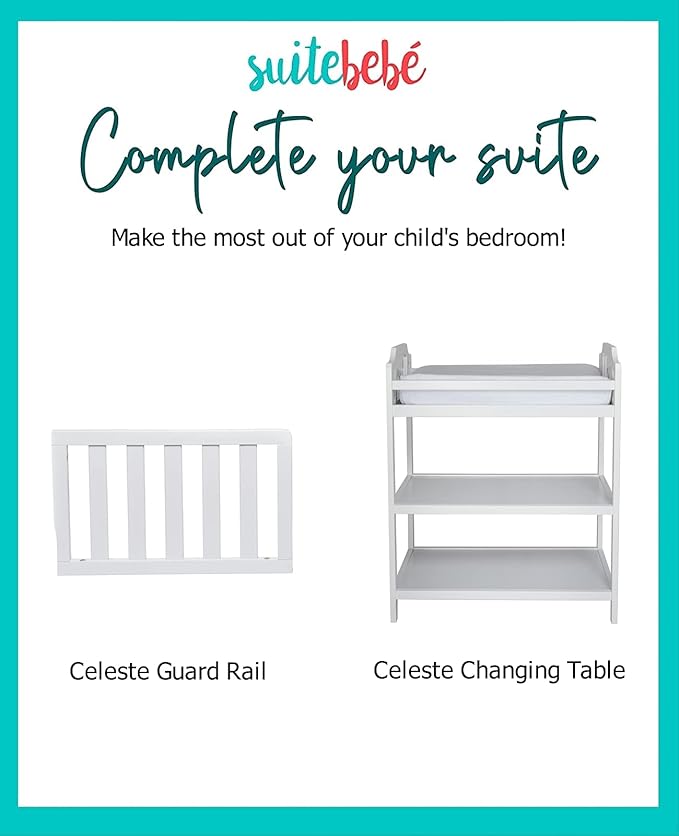Suite Bebe Celeste 3 in 1 Convertible Island Crib, Wood and Acrylic, White