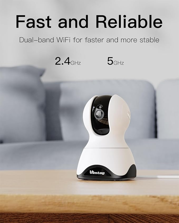 VIMTAG Indoor Camera 2.5K 4MP, Cameras for Home Security 2.4/5Ghz WiFi, Pet Camera 360° Pan/Tilt, Baby Montior with Phone App, Night Vision, Motion Alerts, Cloud/Local Storage, Support Alexa, 1 Pack