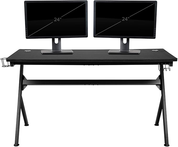 Flash Furniture Duncan 55" x 24" Extra Large Gaming Desk with Headphone Hook and Cup Holder - Free Mouse Pad
