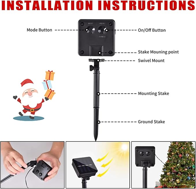 ILLUMINEW Christmas Solar Pathway Lights, Set of 5 Waterproof Landscape Christmas Lights, Stake Christmas Decorations, LED Lights for Yard Lawn Patio Walkway Decor (5PCS-Green-Tree)