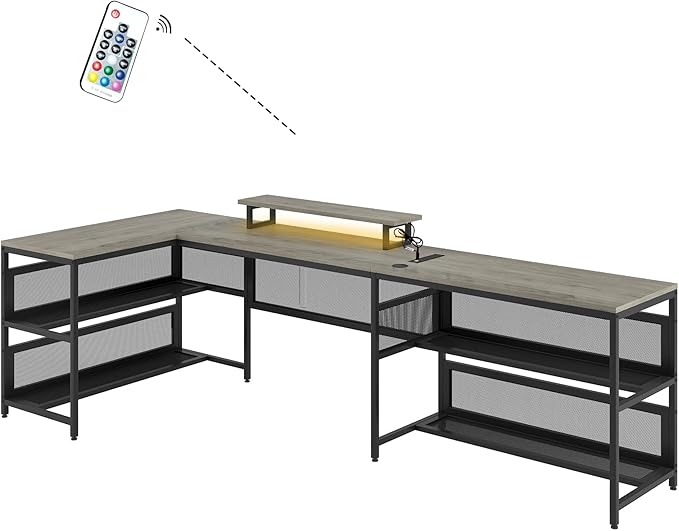 NicBex Laik-DW-00010-DX Desks, 82" W x 43" D x 35" H, Gray