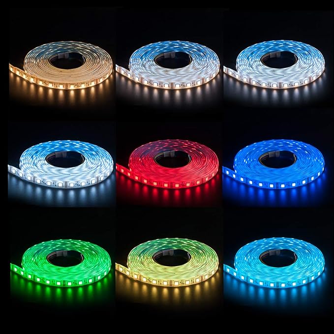 BTF-LIGHTING RGBCCT 5 Colors in 1 LED 5050SMD RGBWW RGB+Dimmable Tunable Color Temperature 2700K-6500K 16.4ft 60LEDs/m 300LEDs DC12V Multi-Colored Lights IP65 for Decoration(No Adapter or Controller)