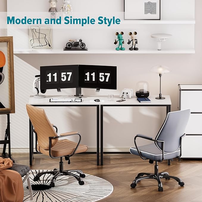 SINPAID Small Computer Desk 31.5 inches Desk for Small Spaces Sturdy Home Office Desk Modern Gaming Desk Study Writing Laptop Table, White Desk