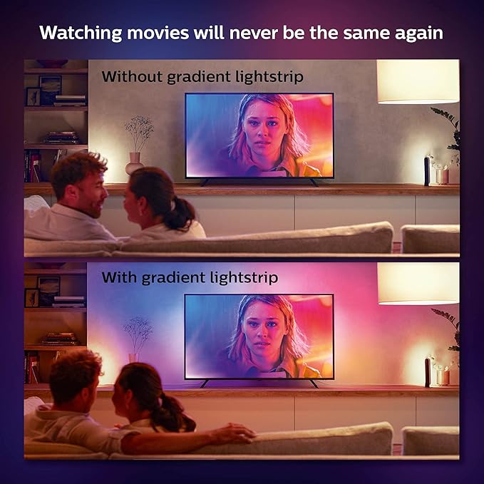 Philips Hue Play Gradient 65" Smart TV Light Strip - Flowing Multicolor LED Color-Changing TV BackLight - Sync with TV, Music, and Gaming - Requires Bridge and Sync Box - Control with App or Voice