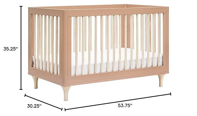 Babyletto Lolly 3-in-1 Convertible Crib with Toddler Bed Conversion Kit in Canyon/Washed Natural, Greenguard Gold Certified