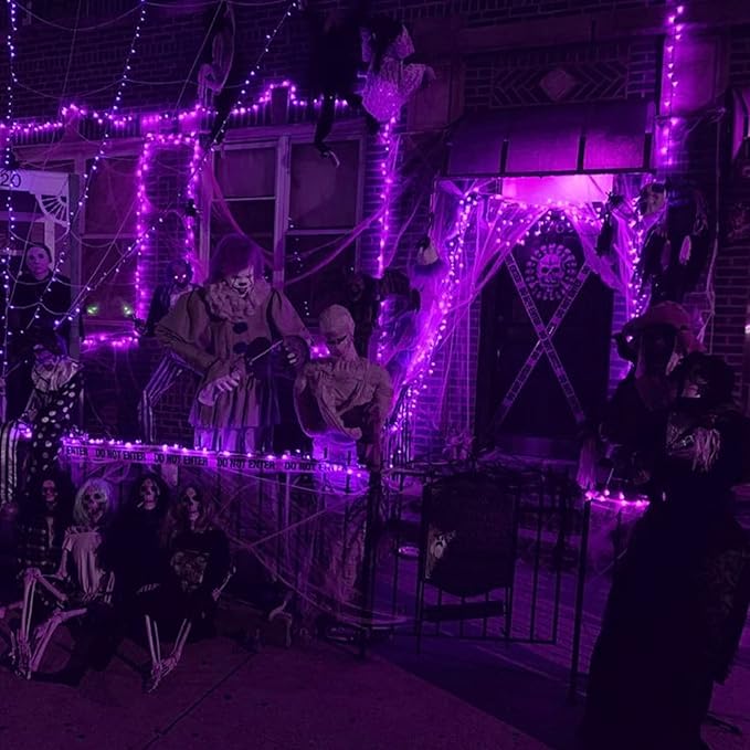Dazzle Bright 2 Pack Halloween Fairy String Lights, Total 80FT 240 LED Solar Powered Fairy Lights with 8 Modes, Waterproof Copper Wire Lights for Outdoor Christmas Yard Party Patio (Purple)
