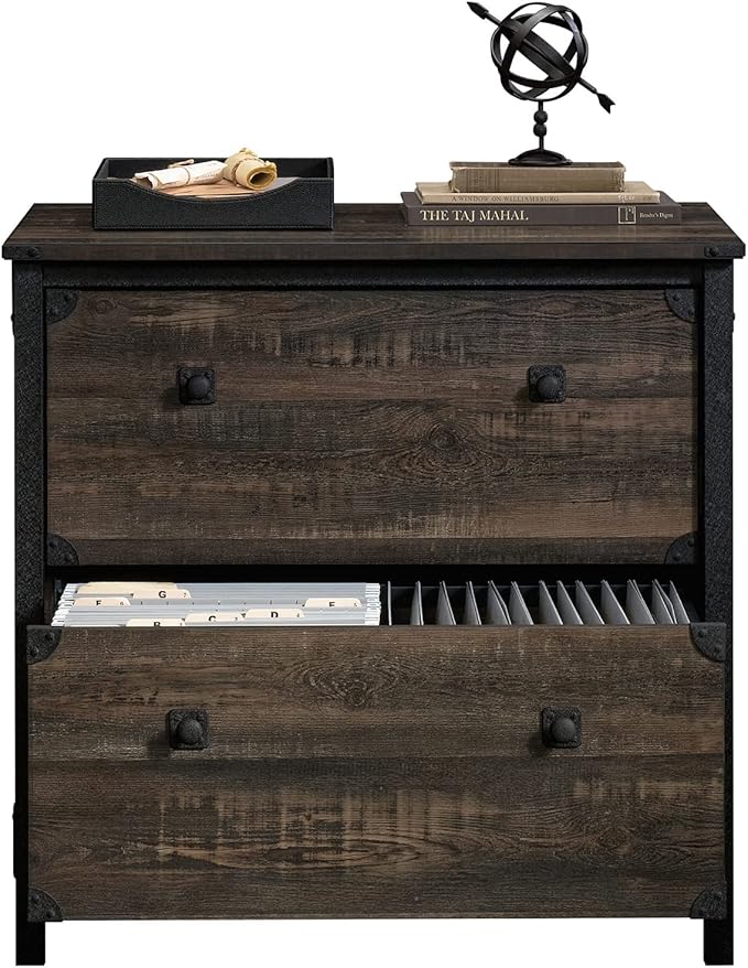 Sauder Steel River Lateral File, L: 30.08" x W: 20.75" x H: 29.53", Carbon Oak Finish