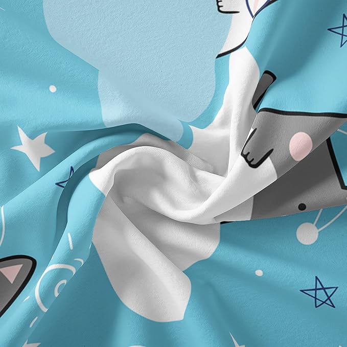 Cat Comforter King Size,Blue Cloud Cats Comforter Set for Kids Teens Girls Boys,3Pcs Bedding Set Printed Comforter with 2 Pillowcases,Down Alternative,Soft and Lightweight,King Size