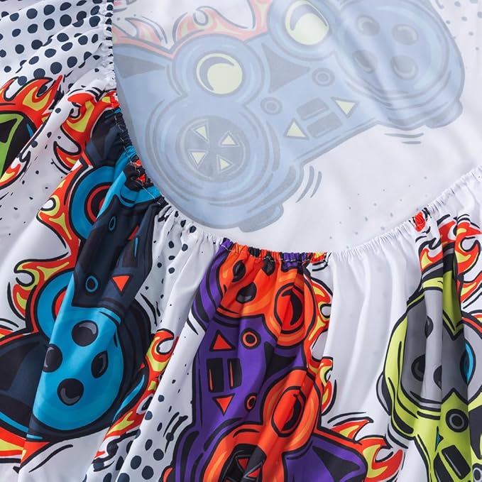 ADASMILE A & S Gamer Comforter Sets for Boys Teens 6 Pieces Gaming Bedding Set Twin Size Colorful Video Game Gaming Comforter for Kids Gamer Bed in A Bag Comforter with Gamer Sheets Home Decor