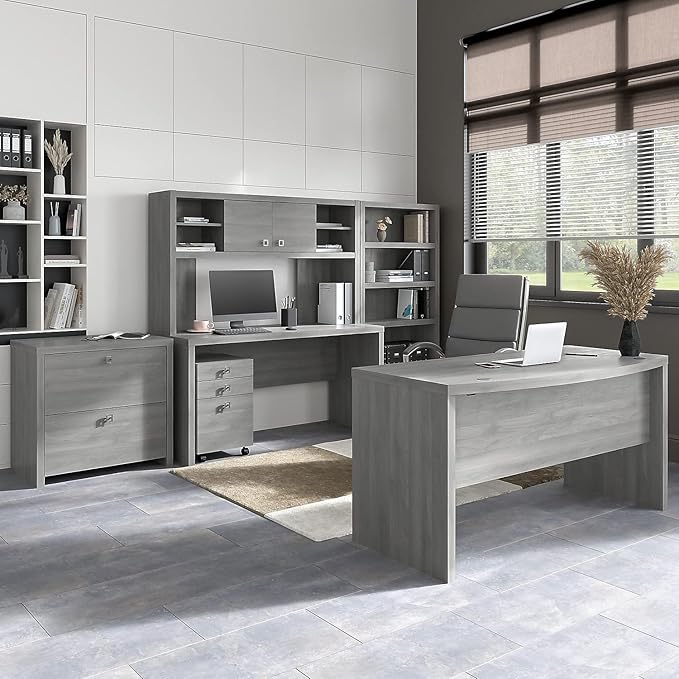 Office by kathy ireland Echo 2-Drawer Lateral File Cabinet, Letter/Legal, Modern Gray, 32-inch (KI60402-03)