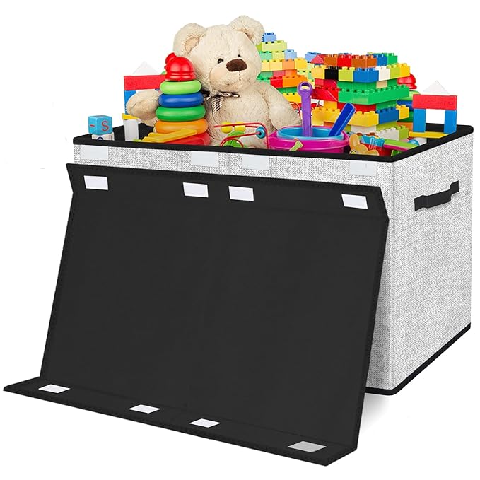 homyfort Large Toy Box Storage Chest for Girls Kids,Collapsible Toy Bin Organizer Basket with Lids for Blanket,Toys,Toddler,Nursery,Playroom (White)