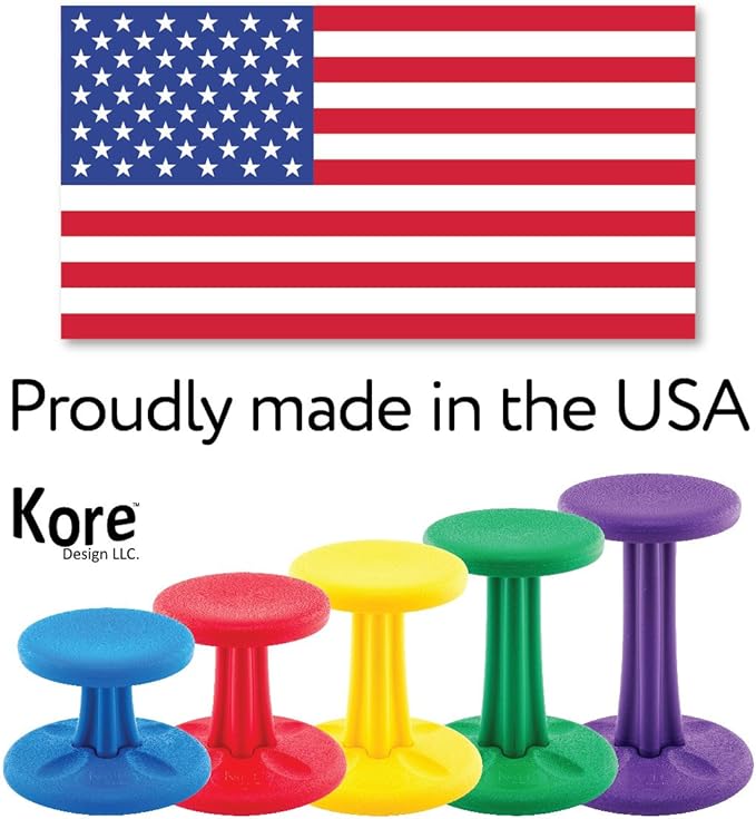 Kore Kids Pre-Teen Wobble Chair - Flexible Seating Stool for Classroom, Home & School, ADD/ADHD - Made in The USA - Age 10-11, Grade 5-6, Purple (18.7in)