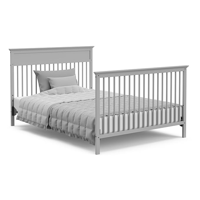 Storkcraft Carmel 5-in-1 Convertible Crib (Pebble Gray) - GREENGUARD Gold Certified, Converts to Toddler Bed & Full-Size Bed, Fits Standard Full-Size Crib Mattress, 4 Adjustable Mattress Heights