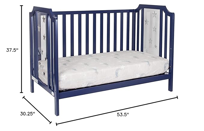 Suite Bebe Celeste 3 in 1 Convertible Island Crib Wood and Acrylic, Navy Blue