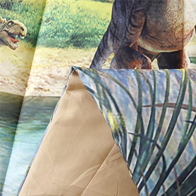 WINLIFE Dinosaur Comforter Set Queen Kids Dinosaur Bedding Set Jurassic Jungle Dino Comforter Sets for Boys Teens, Lightweight Easy Care Bed Linen Set (3 Pieces, Queen)