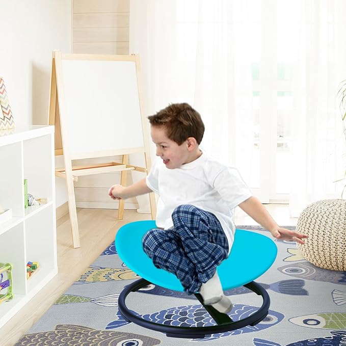 Swivel Sensory Spinning, Autism Children's Chair, Boost Balance in Kids,Non-Slip, Blue