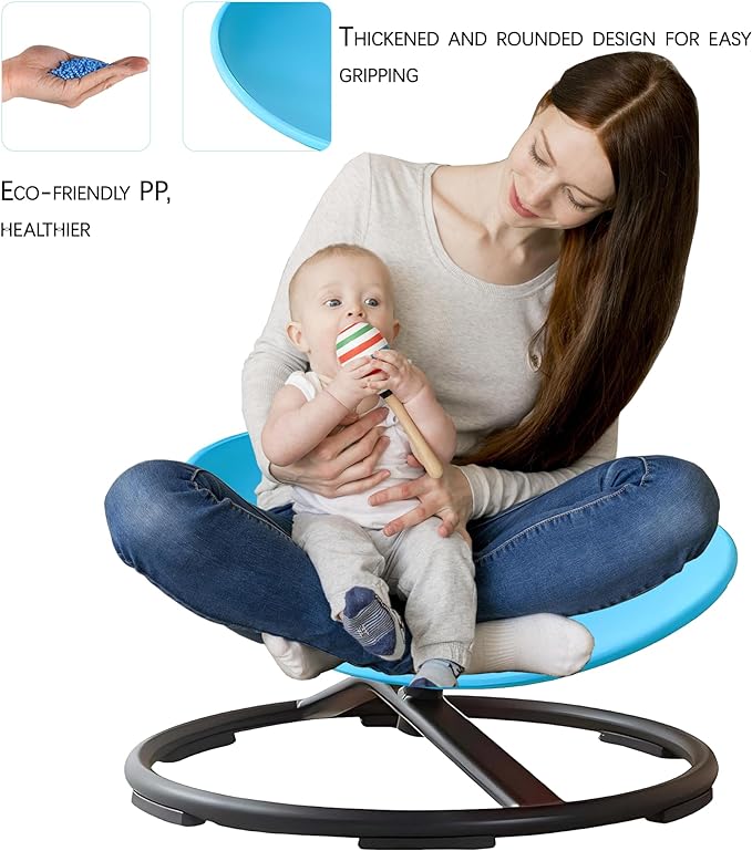 Kids Swivel Chair, Sensory Spin Chair for Autism Kids, Body Coordination Training Chair,Metal Base Non Slip Safer (Green)