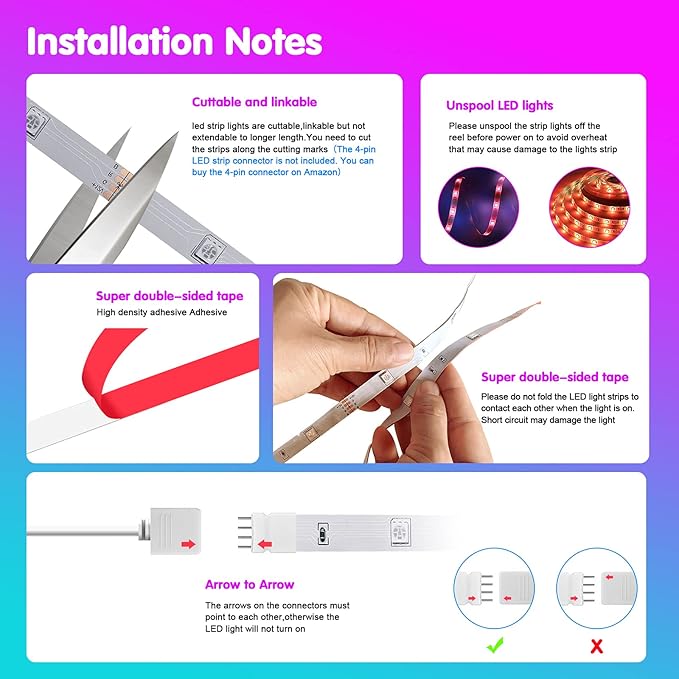 smareal 50ft Led Lights for Bedroom, Led Strip Lights Color Changing Led Lights with 44 Key IR Remote, Led Light Strips for Bedroom Party Home Decoration