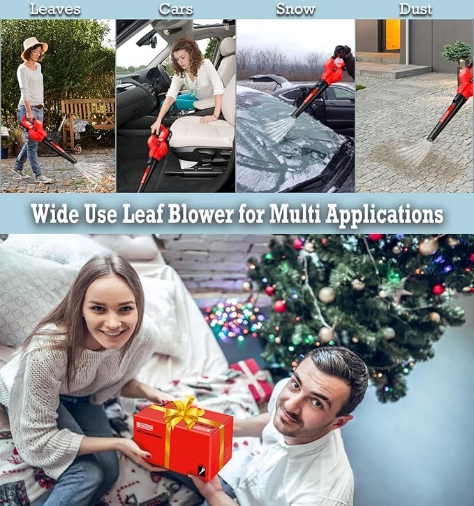 Leaf Blower, VOLTKORE 20V Cordless Leaf Blower, Electric Battery Powered Leaf Blower for Blowing Leaves, Dust in Lawn, Patio, Jobsite...(Quick Charger & 2 Battery Included)