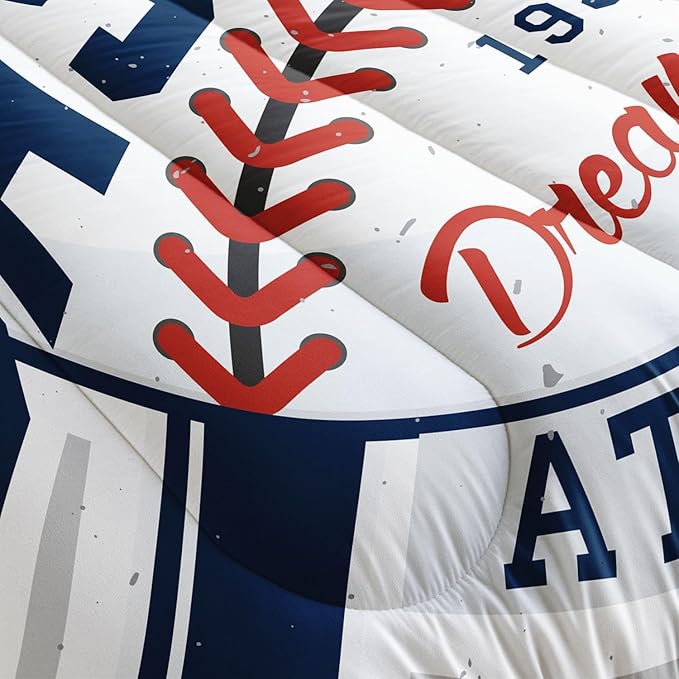 Datura home Baseball Comforter Set Vintage Grey Baseball Printed Quilt Bedding Set with 1 Comforter and 2 Pillowcases for Boys and Girls Bedroom All Season(Baseball Full)