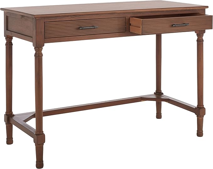 SAFAVIEH Home Collection Mckinlee Distressed White 2-Drawer Computer Office Desk Table DSK5704C, Brown