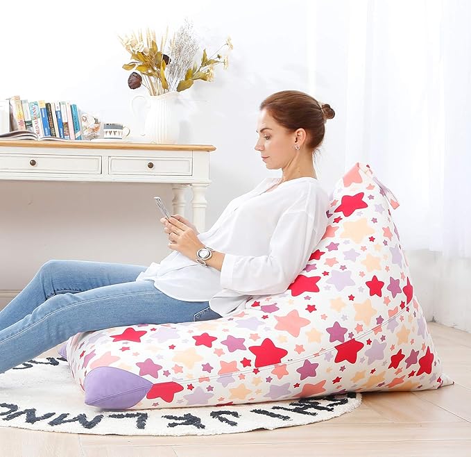 Aubliss Stuffed Animal Storage Bean Bag Chair Cover, 50"x 35" Extra Large Bean Bags for Kids & Adults, Beanbag Toy Storage for Boys Girls - Premium Cotton Canvas Nata