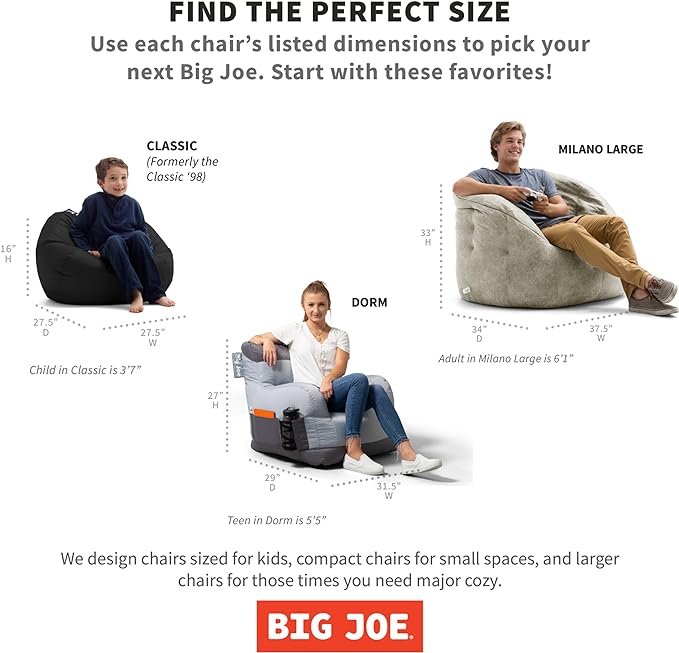Big Joe Roma Bean Bag Chair, Moonstone Tessellation Lenox, Durable Woven Polyester, 3 feet