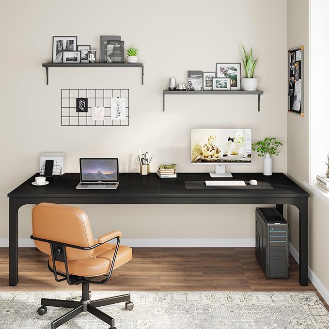 78.7 Inches Extra Long Two Person Office Desk,Double Workstation for Home Office,Black