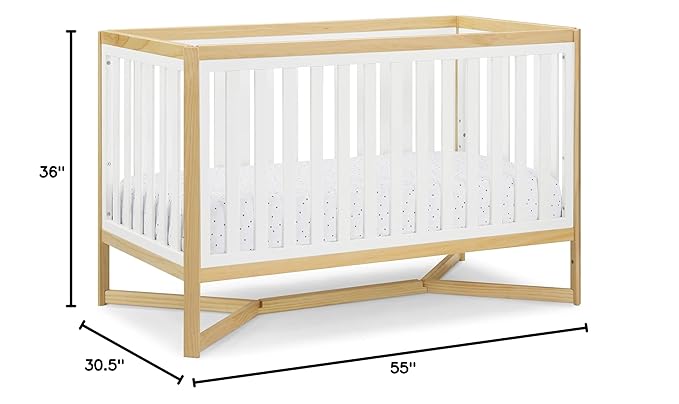 Delta Children Tribeca 4-in-1 Baby Convertible Crib, Bianca White/Natural