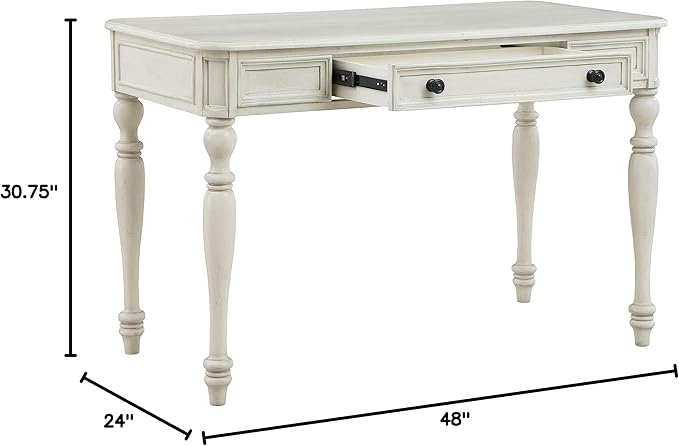 OSP Home Furnishings Country Meadows 48 Inch Writing Desk with Drawer, Antique White