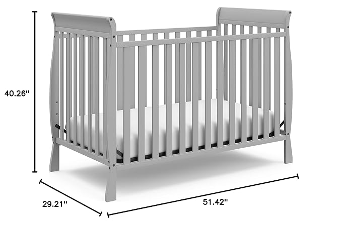 Storkcraft Maxwell Convertible Crib (Pebble Gray) – GREENGUARD Gold Certified, Converts to Toddler Bed and Daybed, Fits Standard Full-Size Crib Mattress, Classic Crib with Traditional Sleigh Design