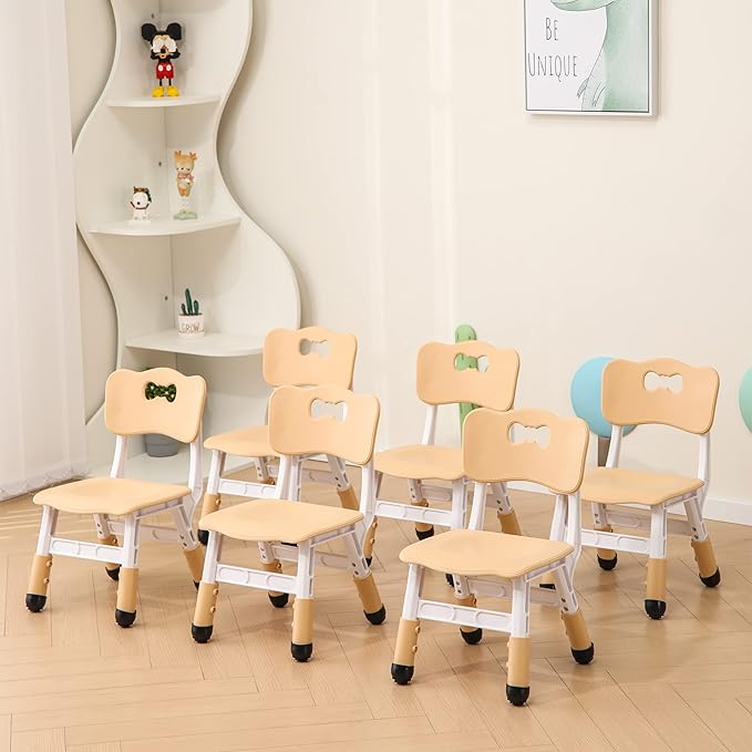 Kids' Desk Chairs Adjustable Height is Suitable for Children's Chairs Used in Families, Schools and Day-Care Between 2-10 Years Old The Max Bearing Capacity is 220LB(4PCS-Beige)