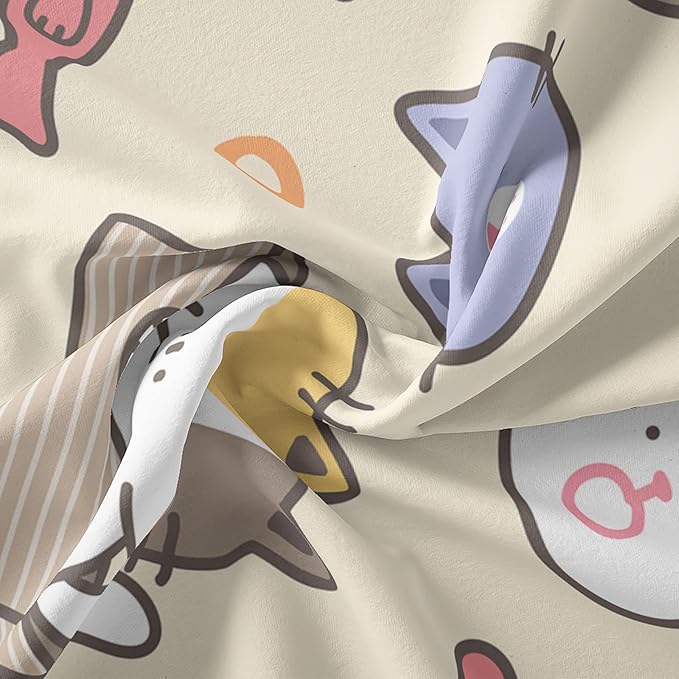 Kawaii Cat Comforter King,Kawaii Animals Comforter Set for Kids Teens Girls,3Pcs Bedding Set Printed Comforter with 2 Pillowcases,Down Alternative,Soft and Lightweight,King Size