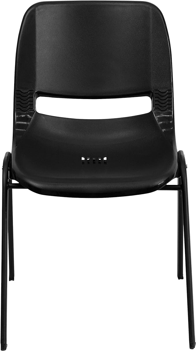 Flash Furniture 5 Pack HERCULES Series 440 lb. Capacity Kid's Black Ergonomic Shell Stack Chair with Black Frame and 12" Seat Height