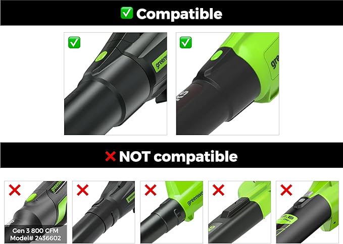 Stubby Car Drying Nozzle for Greenworks 760, 730, 700, 610, 585, 550, 515, & 500 CFM Leaf Blowers