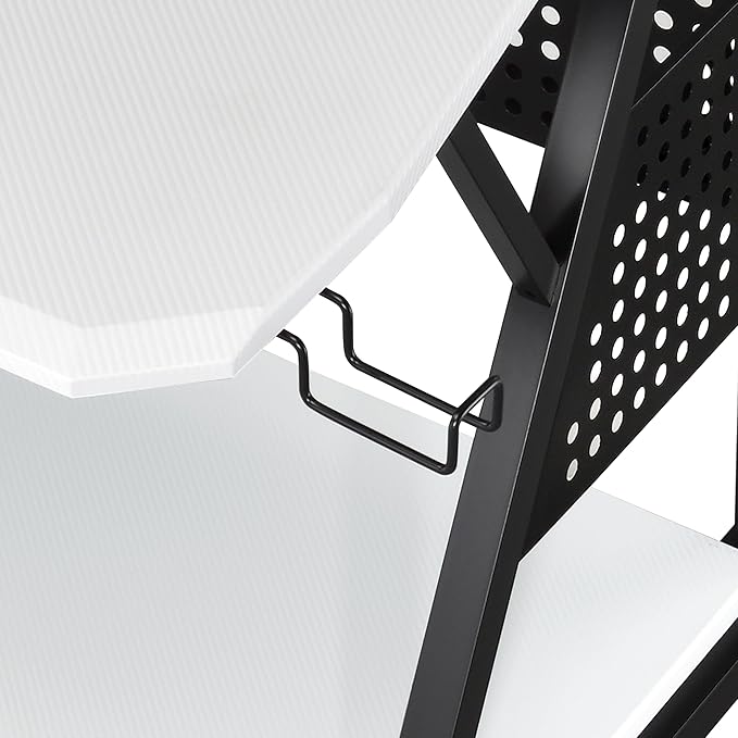 NicBex Laik-DW-00055-DX Desks, 67" W x 38" D x 42" H, White+Black