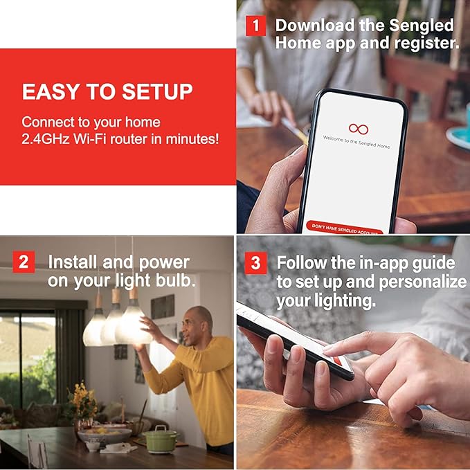 Sengled Alexa Light Bulbs, Updated FFS Smart Flood Light, Smart Bulb That Works with Alexa & Google Assistant, 7.5W 65W Equivalent,2700K BR30 Smart Light, No Hub Required, 2.4Ghz WiFi Only, 2 Pack