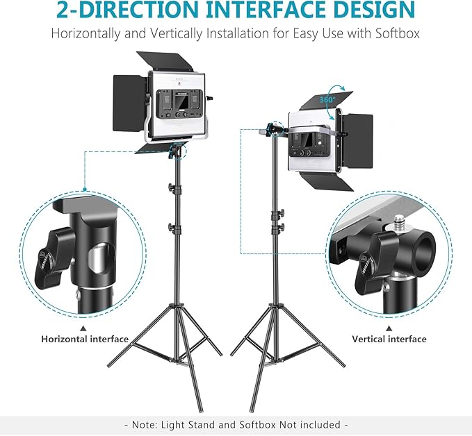 Neewer 2-Pack 530 LED Video Lighting Kit with APP Control, Dimmable Bi-Color 3200K~5600K Video Light with U Bracket, Barndoor, Stand and Bag for Photography/YouTube/Live Streaming/Zoom Meeting